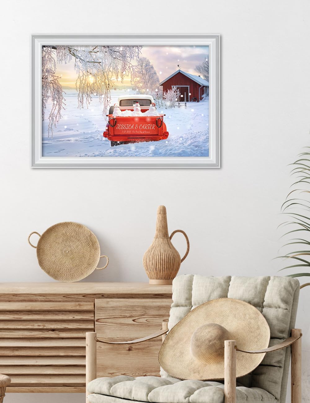 IPIC - Timeless Love Through the Seasons, Winter, Personalized Canvas Wall Art with Names, Custom Gift for Couples, Romantic Anniversary or Wedding Present for Bedroom or Living Room Decor