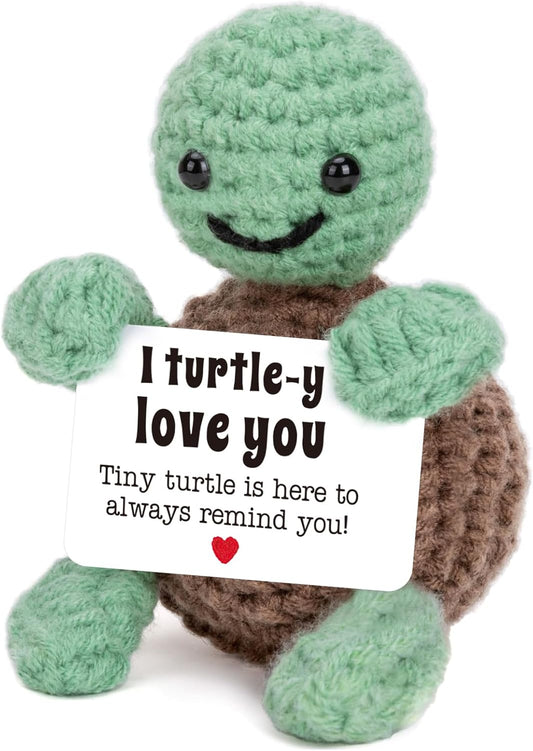 Mini Funny Turtle Crochet for Her Him, Wife Husband Girlfriend Boyfriend I Love You Gifts, Couples Anniversary Birthday Gifts Small Cute Stuff Things, Turtle Decorations Decor