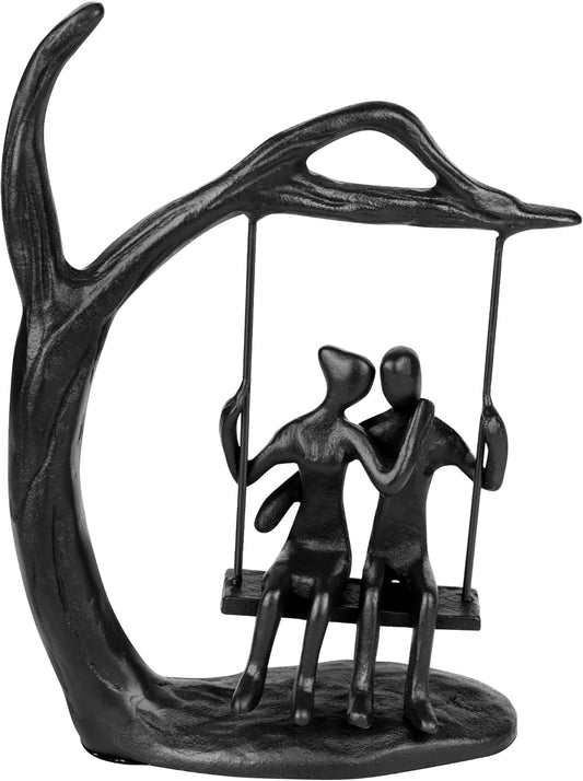 Anniversary for Couple Women Men - Romantic Couple Statue in Love, Handcrafted Iron Couple Sculptures Home Decor, Sweet Love Figurine Gifts for Wedding Anniversary Christmas