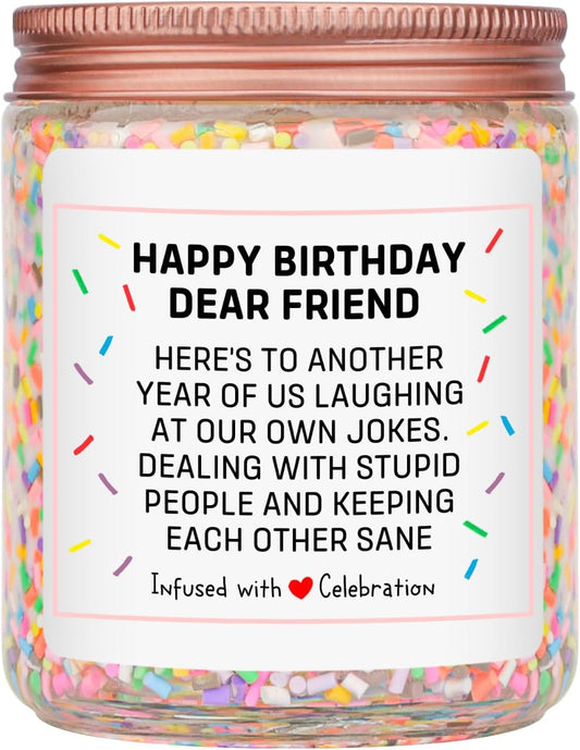 Homsolver Birthday Gifts for Women Men, Friendship Gift for Friends, Unique Christmas Female Coworker, Bestie, Happy Birthday Vanilla Cream Candles