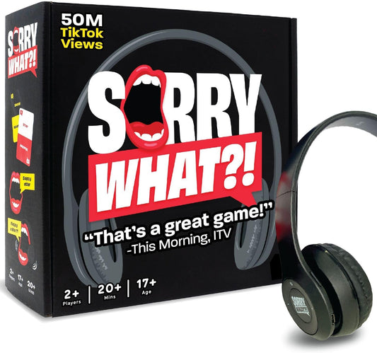 Sorry What Game - Uncensored Lip Reading Party Games for Adults - Based On The Headphone Challenge TikTok Trend - 2+ Players 40,000 Funny Phrase Combos - Card Games for Adults & Friends (Ages 17+)