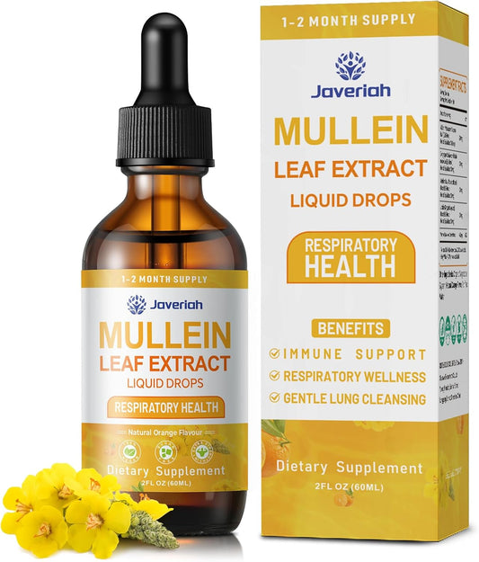 Mullein Drops for lungs Cleanse - Cordyceps, marshmallow root & Licorice Root Extract, Respiratory Herbal Supplement with Mullein Leaf extract for Immune Support & Bronchial Cleanse, 4 Fl Oz 2 Pack