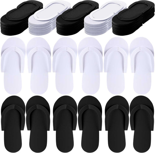 JenPen 60 Pairs Disposable Pedicure Slippers Foam Flip Flops Disposable Flip Flops Multi Color Foldable Pedicure Slippers for Guests Salon Spa Hotel Women