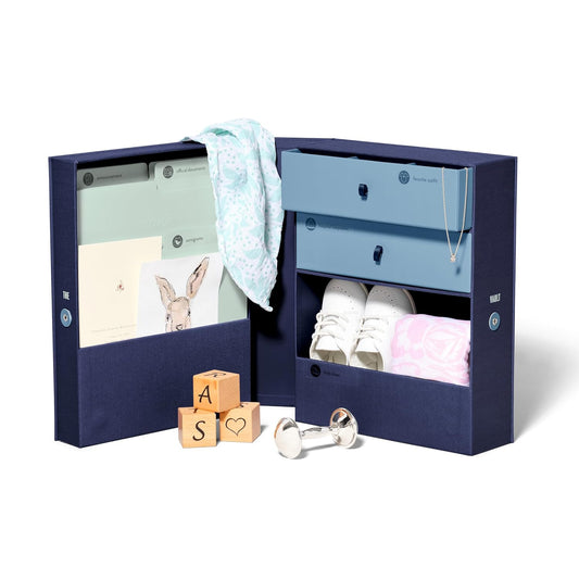 Savor | Personalized Baby Keepsake Organizer Box | Customizable Fabric Bound Acid-Free Modern Newborn Memory Box with Labels | for Pregnancy, Mother’s Day, Baby Shower, New Baby Girl & Boy