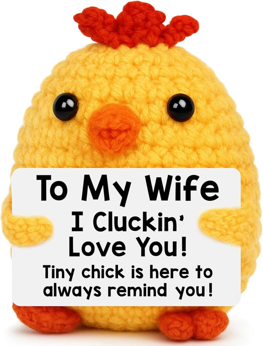 Gifts for Wife from Husband, I Love You Wife Gifts for Birthday Anniversary Women Gift, Romantic Couple Present, Funny Handmade Crochet Animals Chicken Christmas Mothers Day Decorations