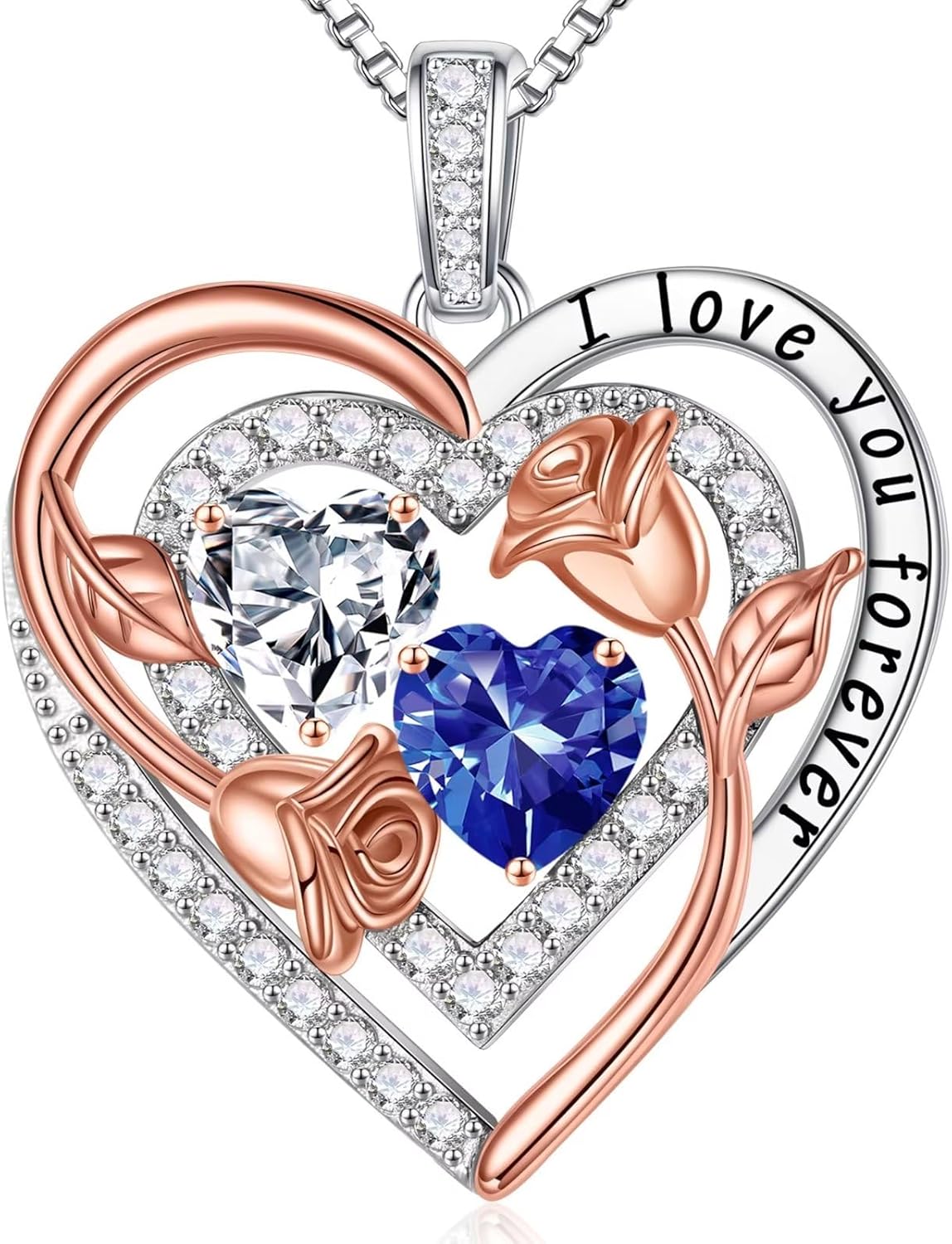 Iefil Birthstone Necklace for Women - Sterling Silver Birthstone Necklace Anniversary Birthday Gifts for Her Wife Mom Daughter