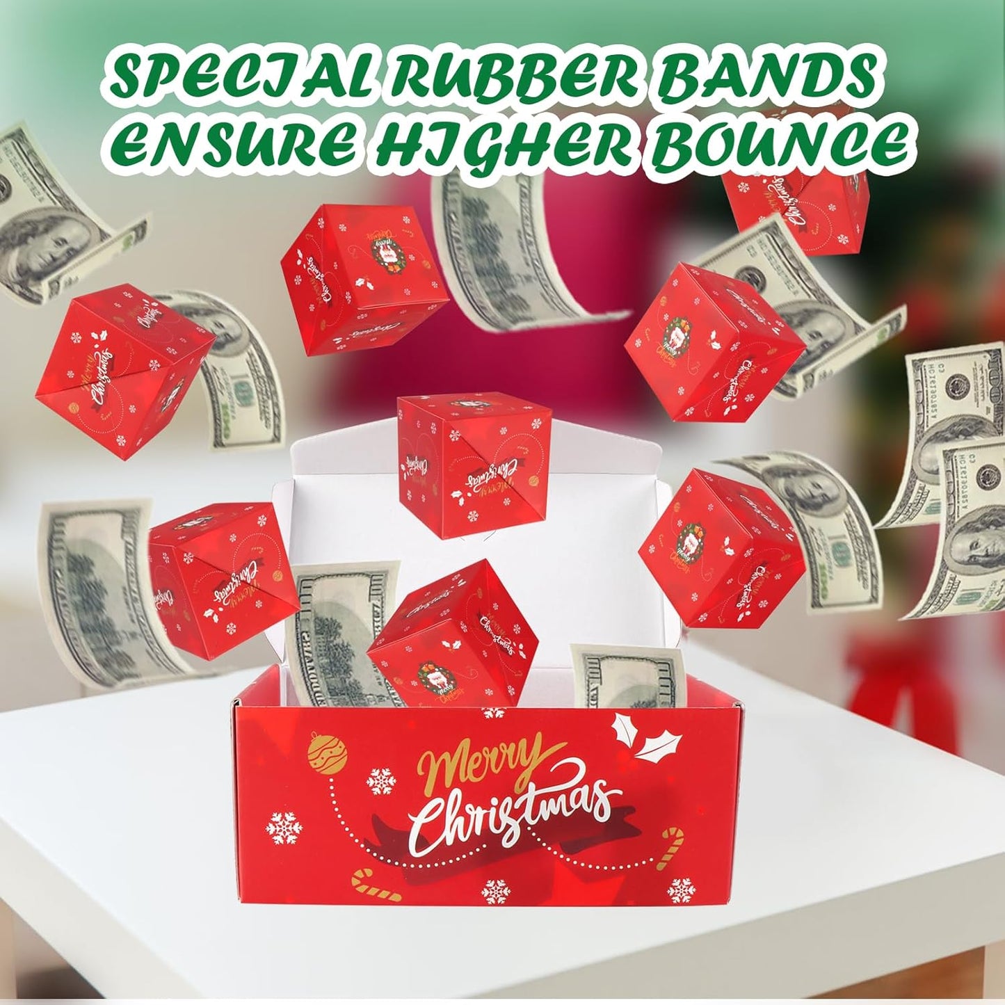 12pcs Surprise Gift Box Explosion, Merry Christmas Folding Bouncing Envelope (Red)