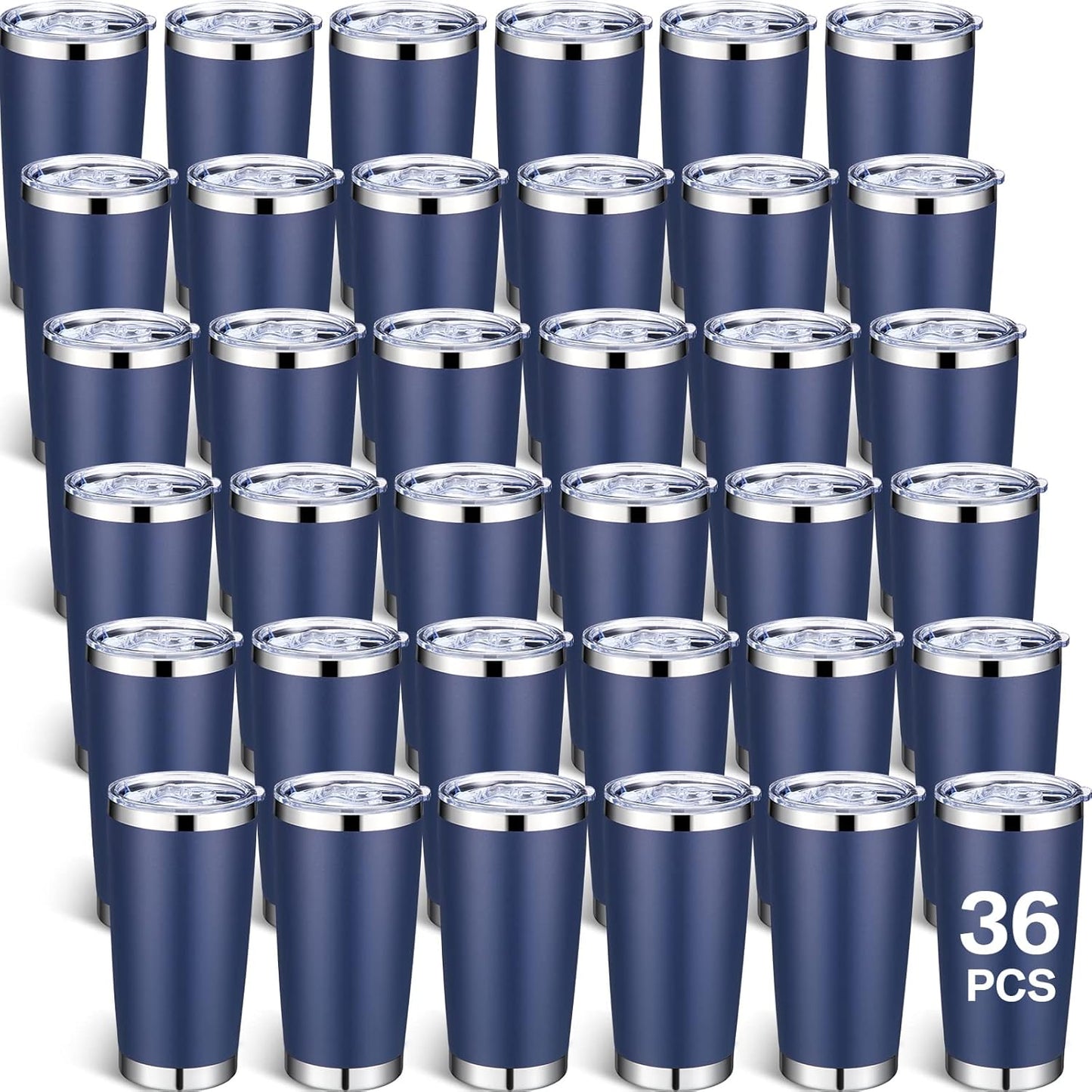 Sieral 36 Packs Stainless Steel Tumbler Bulk with Lid Vacuum Double Wall Insulated Travel Coffee Mug Powder Coated Tumbler Cup for Graduation Wedding Christmas Birthday Party(Navy, 20 oz)