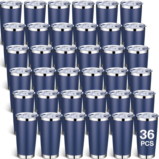 Sieral 36 Packs Stainless Steel Tumbler Bulk with Lid Vacuum Double Wall Insulated Travel Coffee Mug Powder Coated Tumbler Cup for Graduation Wedding Christmas Birthday Party(Navy, 20 oz)