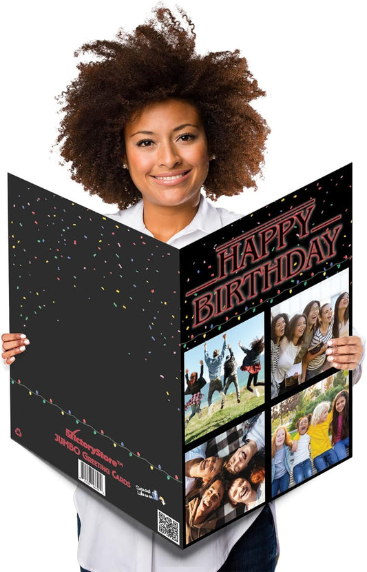 VictoryStore Jumbo 3 Foot Custom Happy Birthday Card, 4 Photo Birthday Card, Custom Inside Text, 24x36 Inches Card