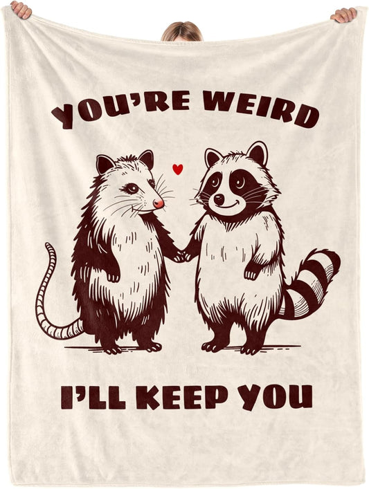 Best Friend Birthday Gifts for Women Friendship, Friendship Gifts for Best Friend Women, Cozy Best Friends Throw Blanket, Cute Raccoon and Opossum Blanket 60"x50"