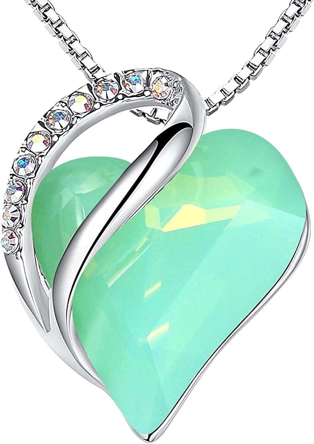 Necklaces for Women, Infinity Love Birthstone Heart Crystal Pendant, Birthday Jewelry Gifts for Her, Mom, and Wife, Silver Plated, 18 plus 2 inch Adjustable Chain