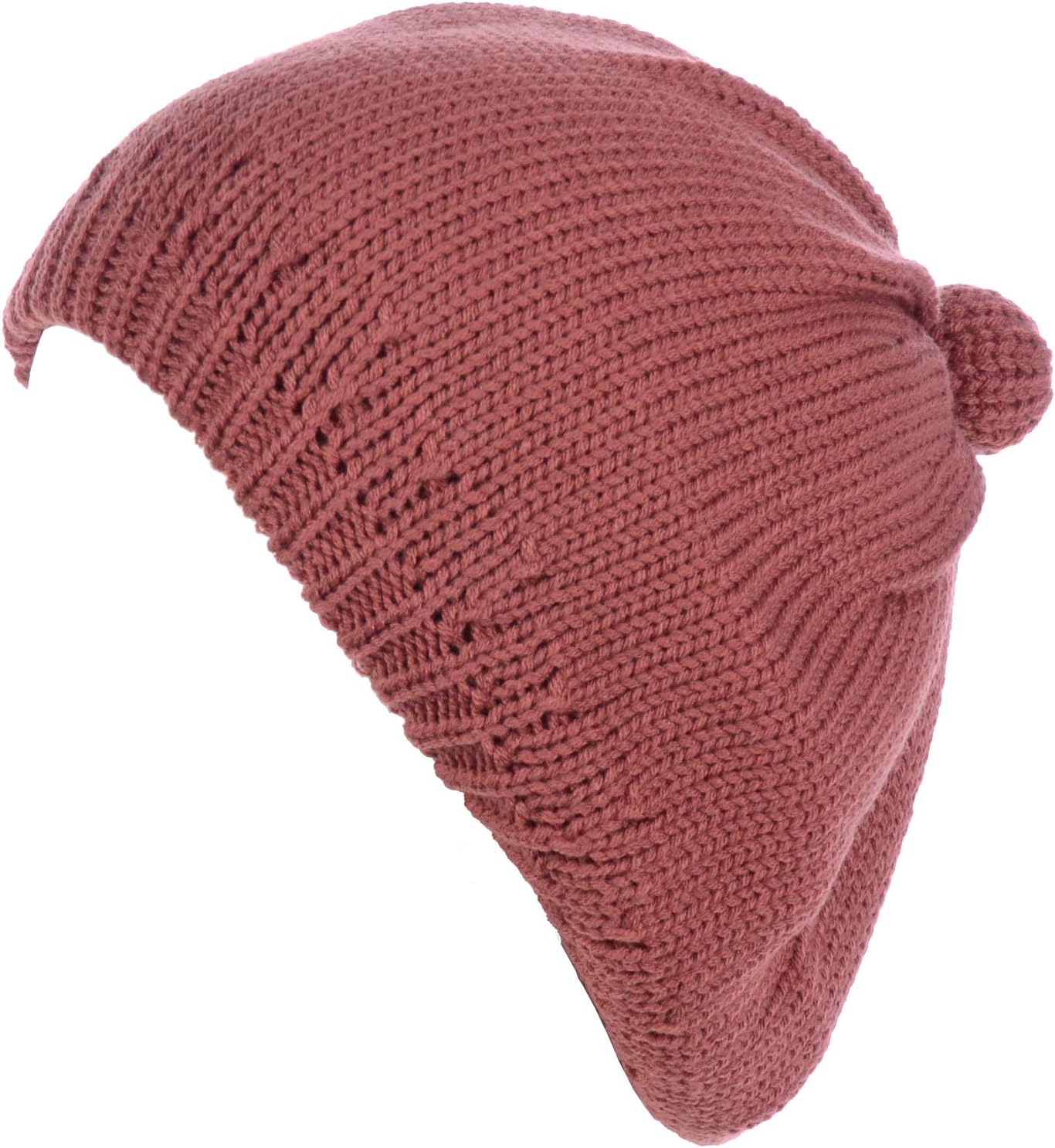 BYOS Womens Winter Cozy Cable Fleece Lined Knit Beret Beanie Hat (Set Available)