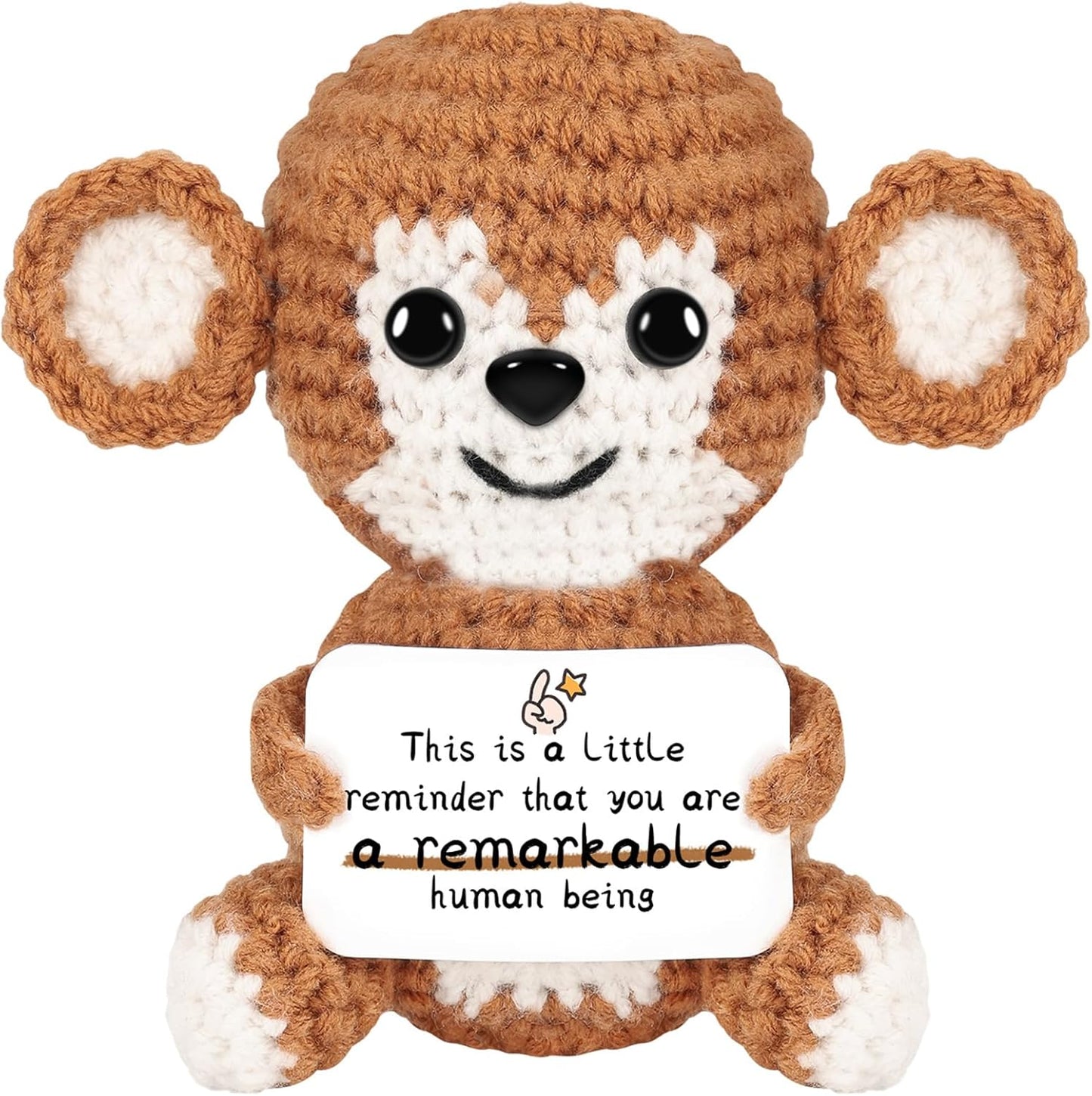 Gifts for Him/Her: Thank You Support Stuffed Animal Women/Men Present, Handmade Positive Crochet Monkey Emotional Birthday Christmas Retirement Gifts for Teacher Friend Coworker Couple