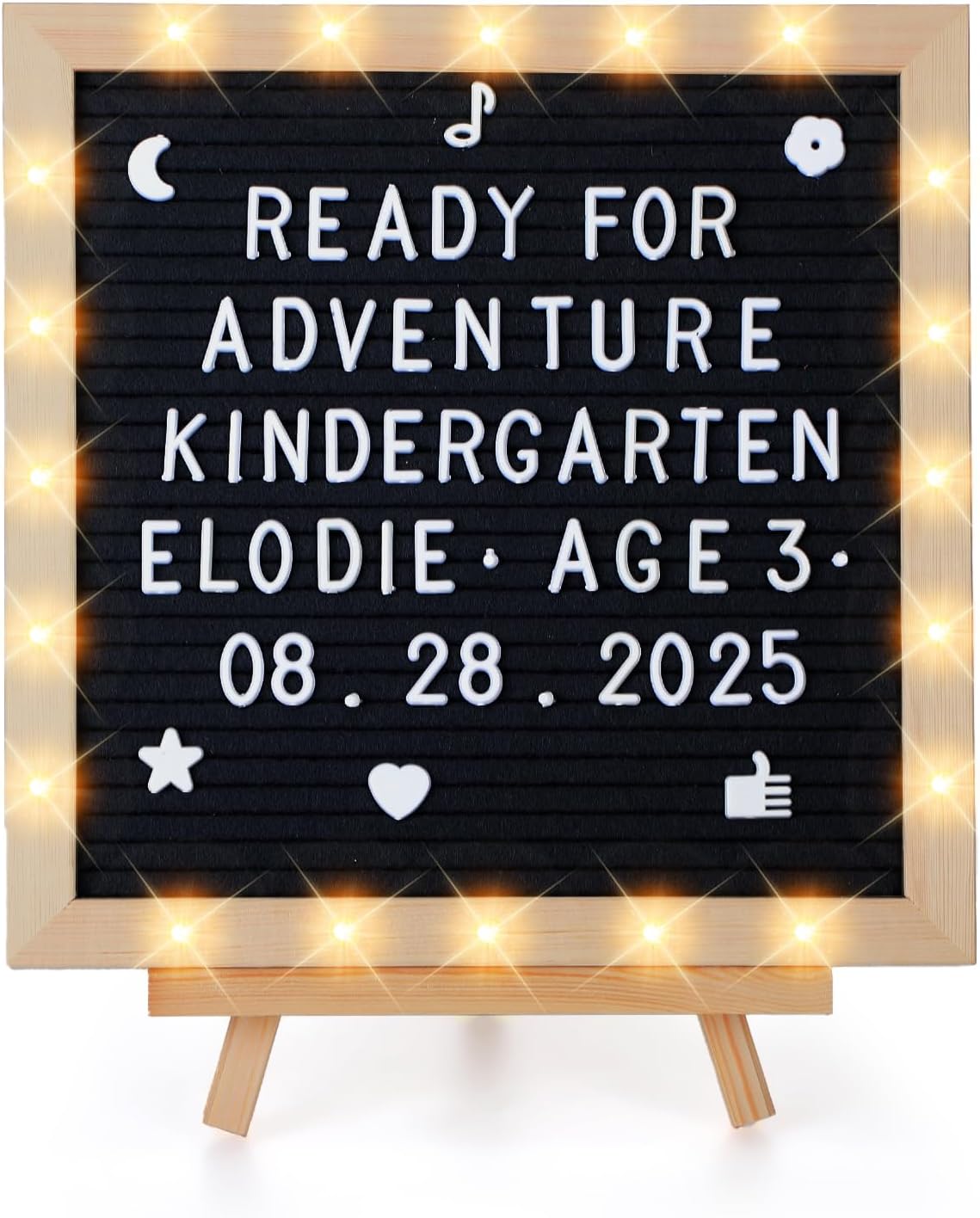 Light up Changeable Felt Letter Board Sign with LED Lights - Back to School Supplies, 10×10in Message Board Wall Mounted with Tripod Stand 450 Letters for Dorm Decor, Black