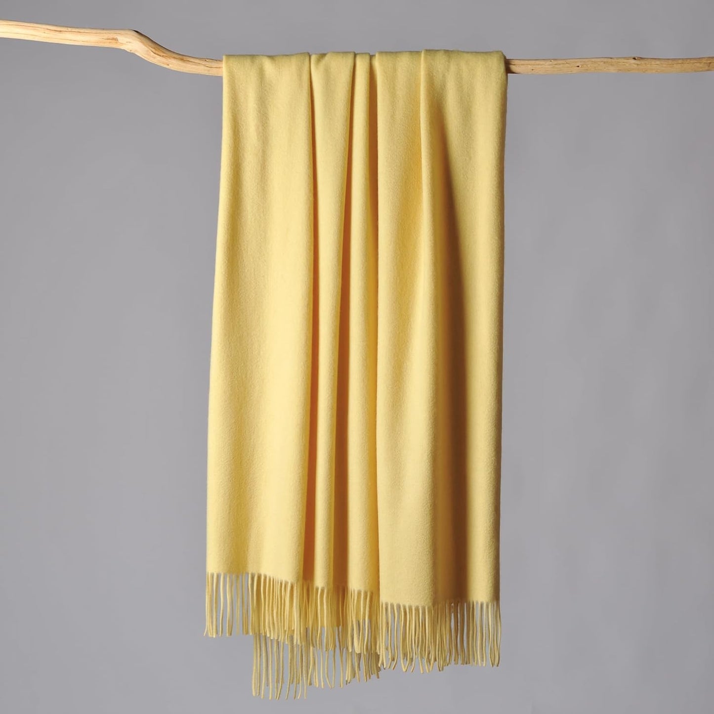 CUDDLE DREAMS Premium Cashmere Throw Blanket with Fringe, Luxuriously Soft (Yellow)