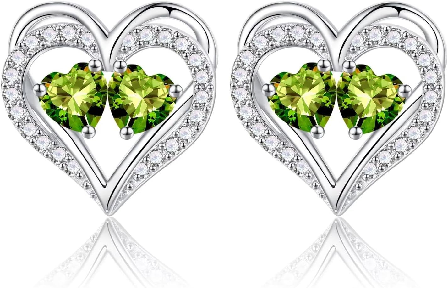 Iefil Birthstone Earrings for Women - 925 Sterling Silver Heart Earrings Anniversary Birthday Gifts for Women Wife Girlfriend Mom