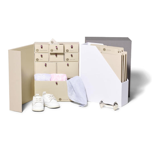 Savor | The Original Deluxe Baby Keepsake Box | Fabric Bound Acid-Free Modern Gender-Neutral Newborn Keepsake and Memory Organizer with Labels |for Pregnancy, Mother’s Day, Baby Shower, New Baby