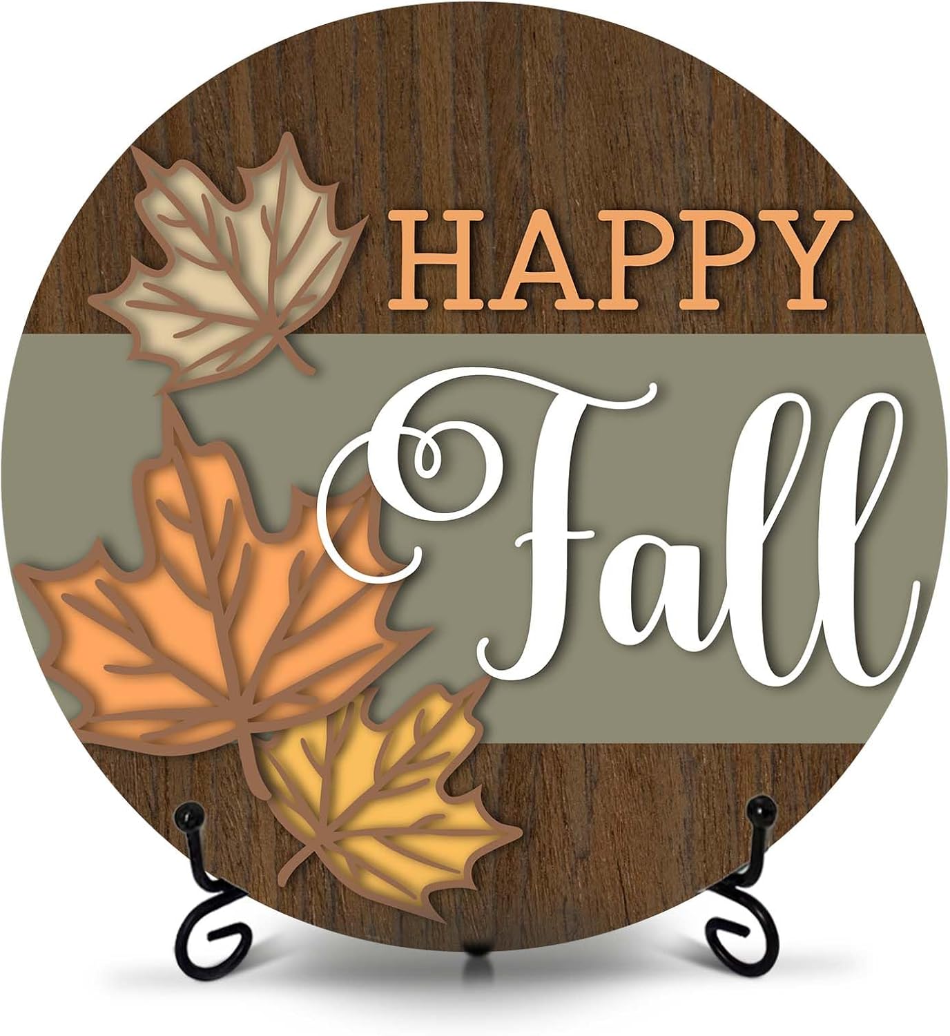 Happy Fall Desk Decor, 8 Inch Autumn Maple Leaves Table Centerpieces, Thanksgiving Gifts for Home Farmhouse Decorations - A10