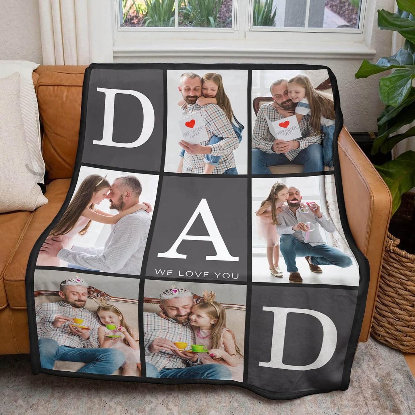 Gifts for Dad Customized Blanket with Photo, Make a Personalized Fathers Day Blankets with Picture to My Dad Custom Memories Souvenir Throw Blanket for Best Daddy Ever