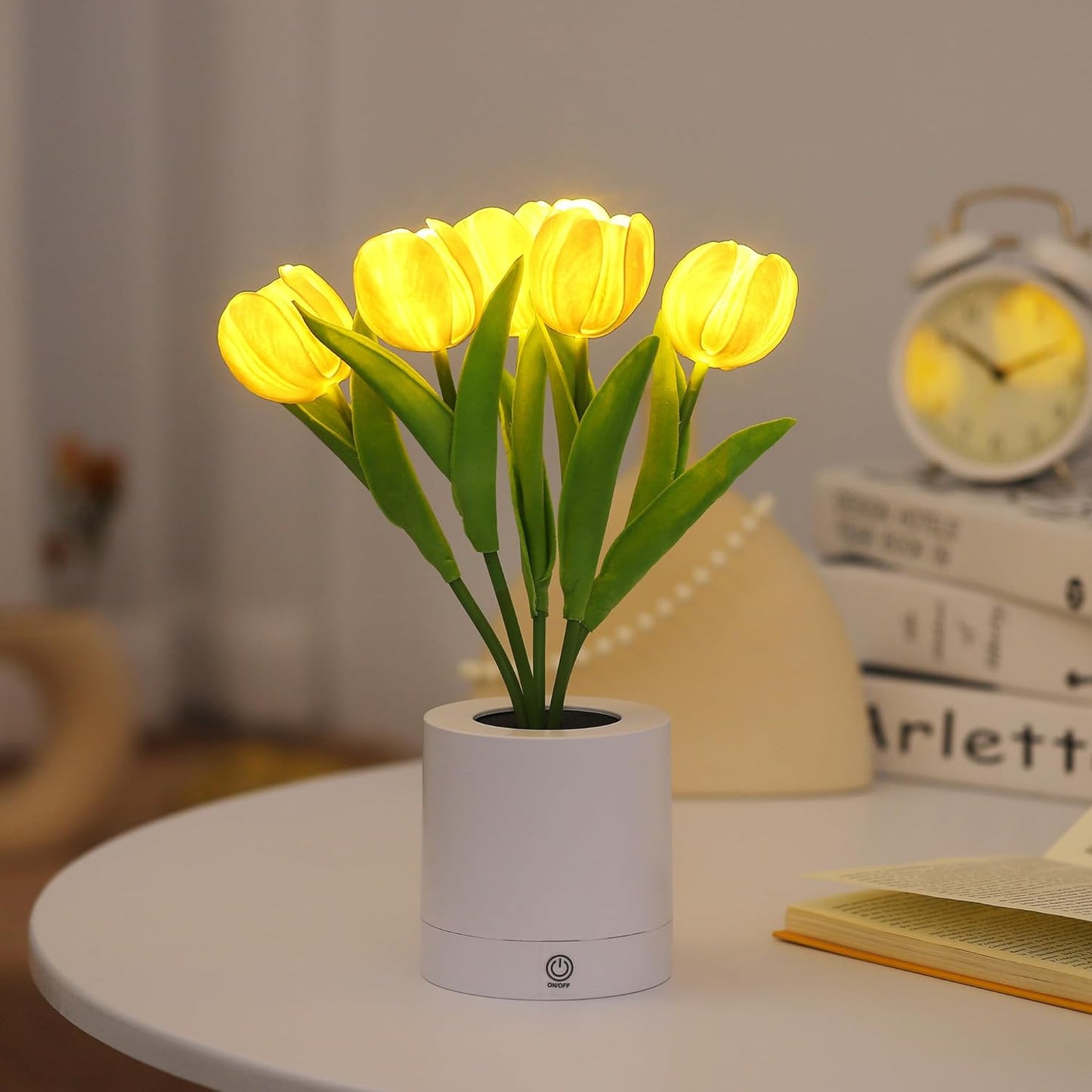 WSYEAR Flower Table Lamp Tulip Desk LED Night Light for Home Living Room Decor Artificial Flower with Vase Table Centerpieces for Birthday Holiday Party Wedding Room Decoration