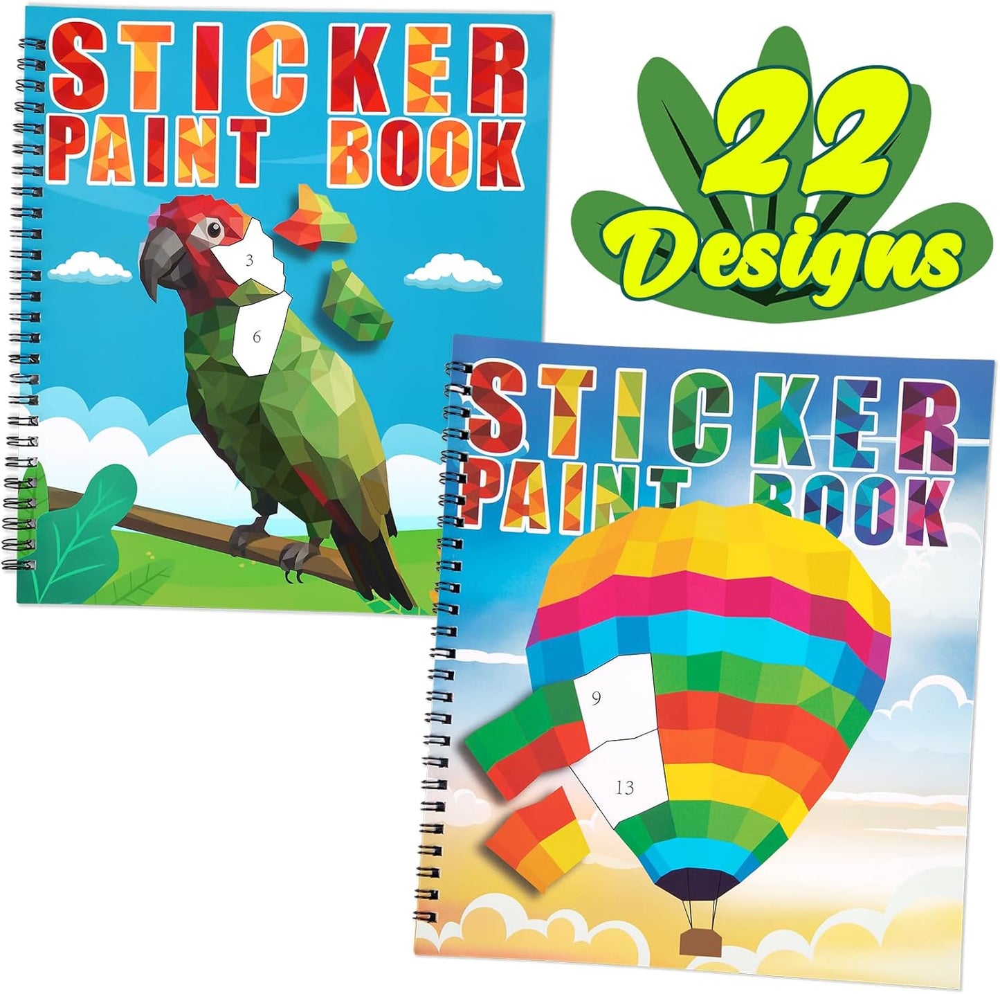 90shine 2PCS Sticker Books for Kids Ages 4-8 Pet Multicolor Themed Designs Party Easter Gift Create 22 Pictures