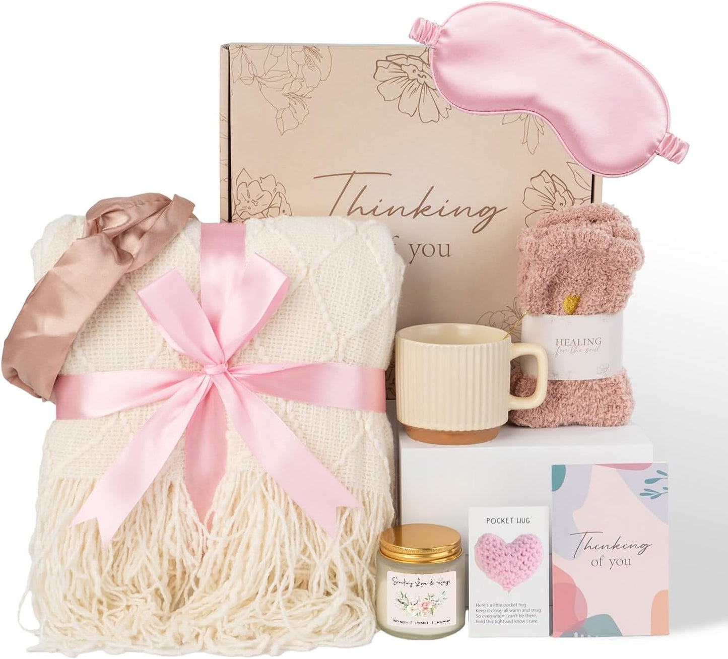 Thinking Of You Gift, Get Well Gifts For Women, Birthday Gifts For Women, Condolences Gift Basket For Loss, Feel Better, Care Package, Self Care Kit, Sympathy Basket For Mom, Daughter, Sister, Friend