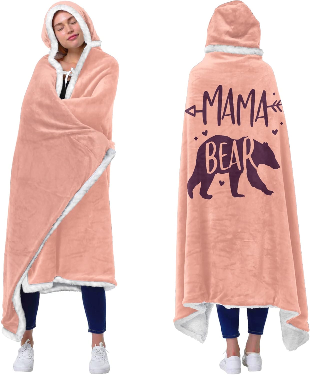 Vprintes Mama Pink Wearable Blanket Hoodie - Birthday Gifts for Mom from Daughter Son - Wife Birthday Gifts, Gifts for Wife from Husband