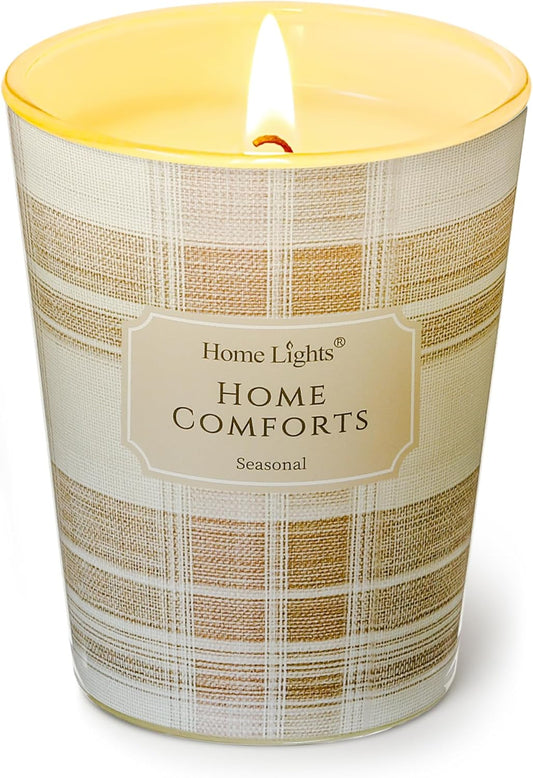 HomeLights Home Comforts Scented Candles | 6.7oz Soy Candles Rustic Modern Large Candle Jars | Ideal Candle Gifts for Events, Home Decor Stress, Relief & Relaxation