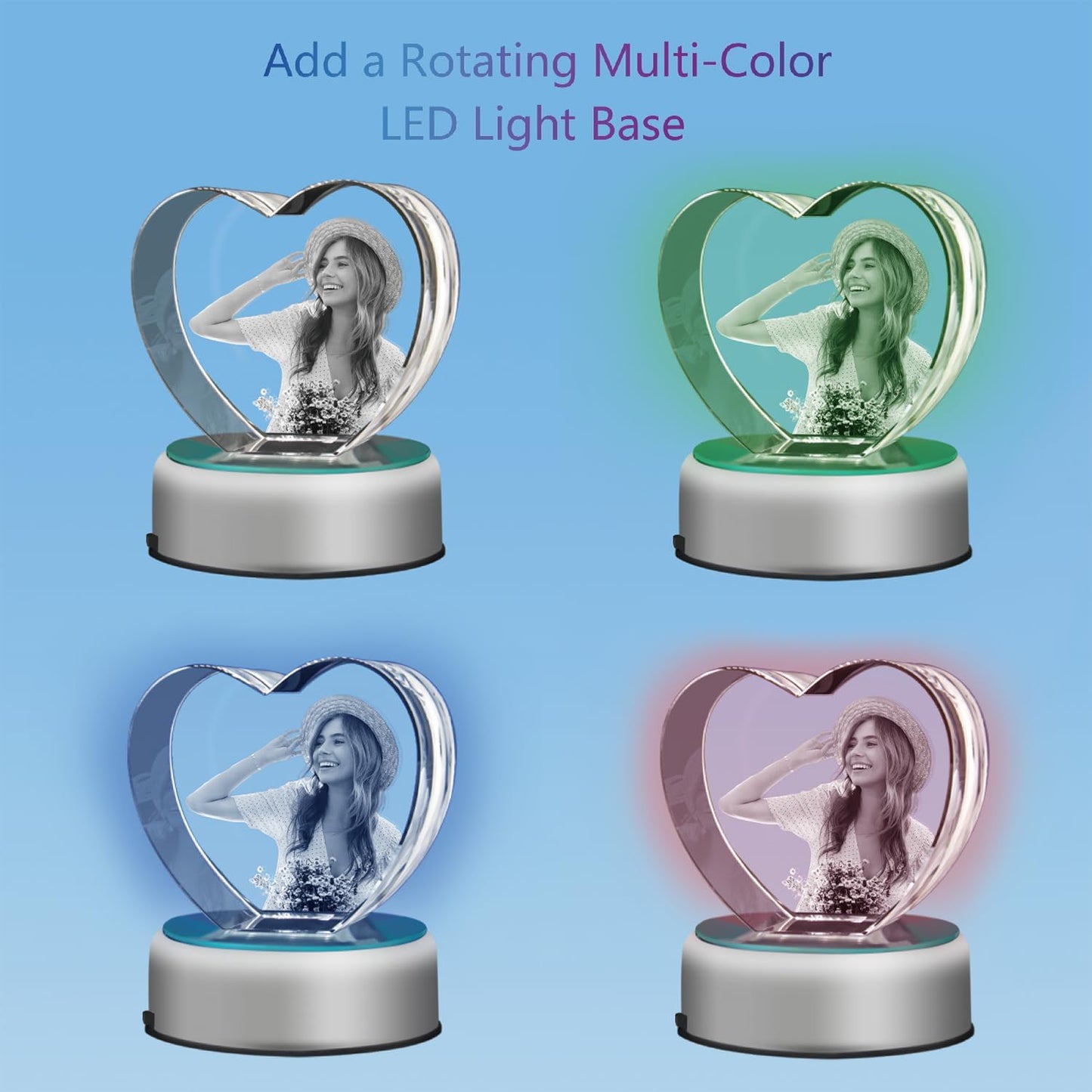 HAN'S LASER 3D Crystal Photo, Personalized Gift with Your Own Photo, Unique Mother’s Day,Birthday Gift for Women, Mother, Wife, Husband, Men(Small Heart)