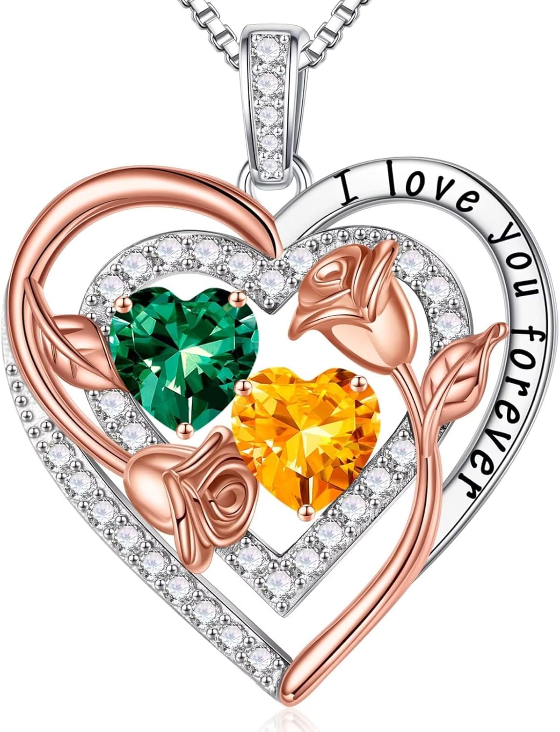 Iefil Birthstone Necklace for Women - Sterling Silver Birthstone Necklace Anniversary Birthday Gifts for Her Wife Mom Daughter