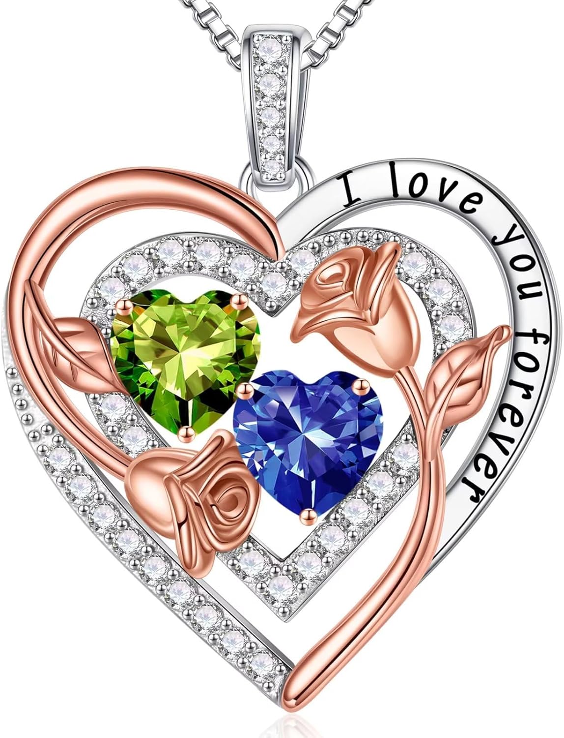 Iefil Birthstone Necklace for Women - Sterling Silver Birthstone Necklace Anniversary Birthday Gifts for Her Wife Mom Daughter