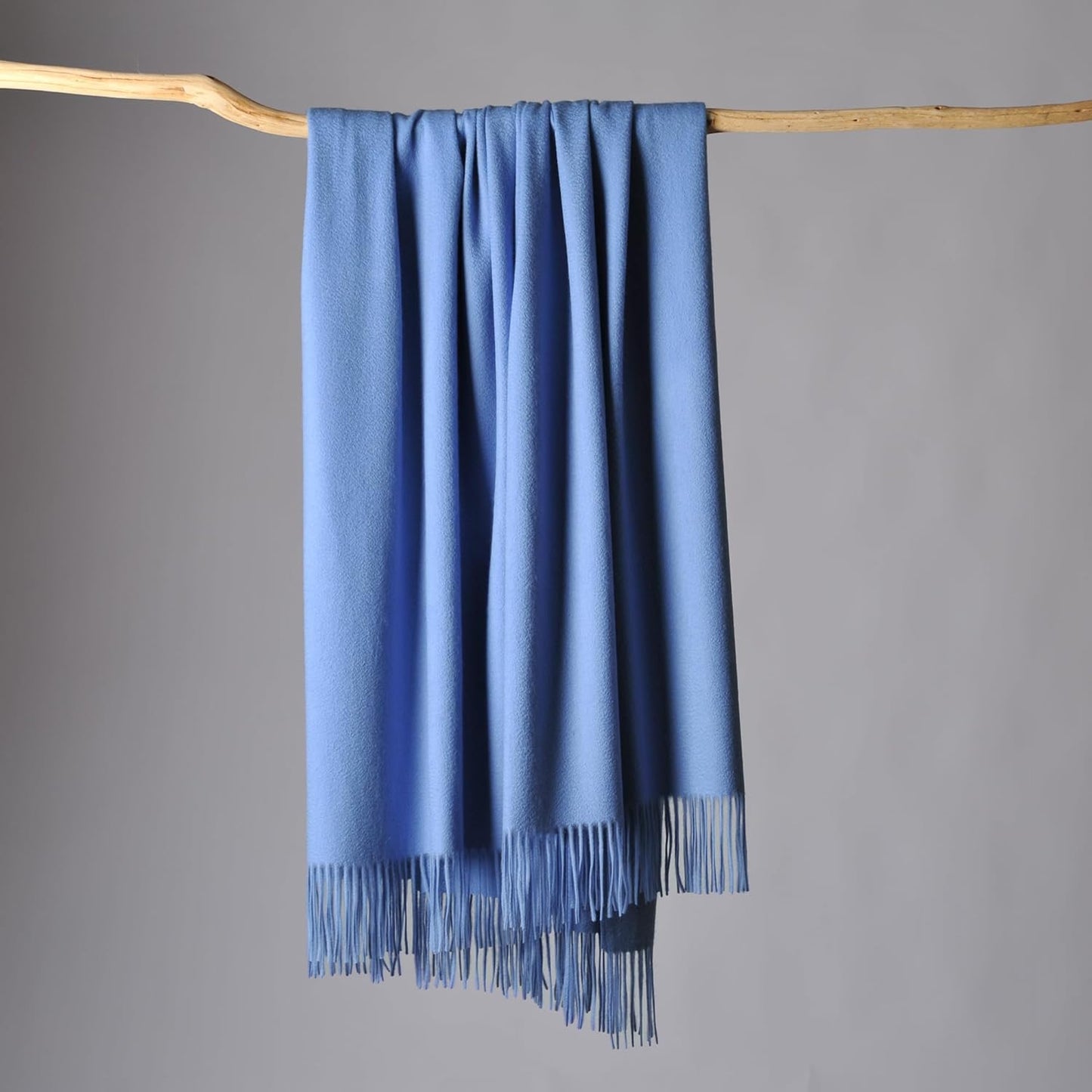 CUDDLE DREAMS Premium Cashmere Throw Blanket with Fringe, Luxuriously Soft (Porcelain Blue)