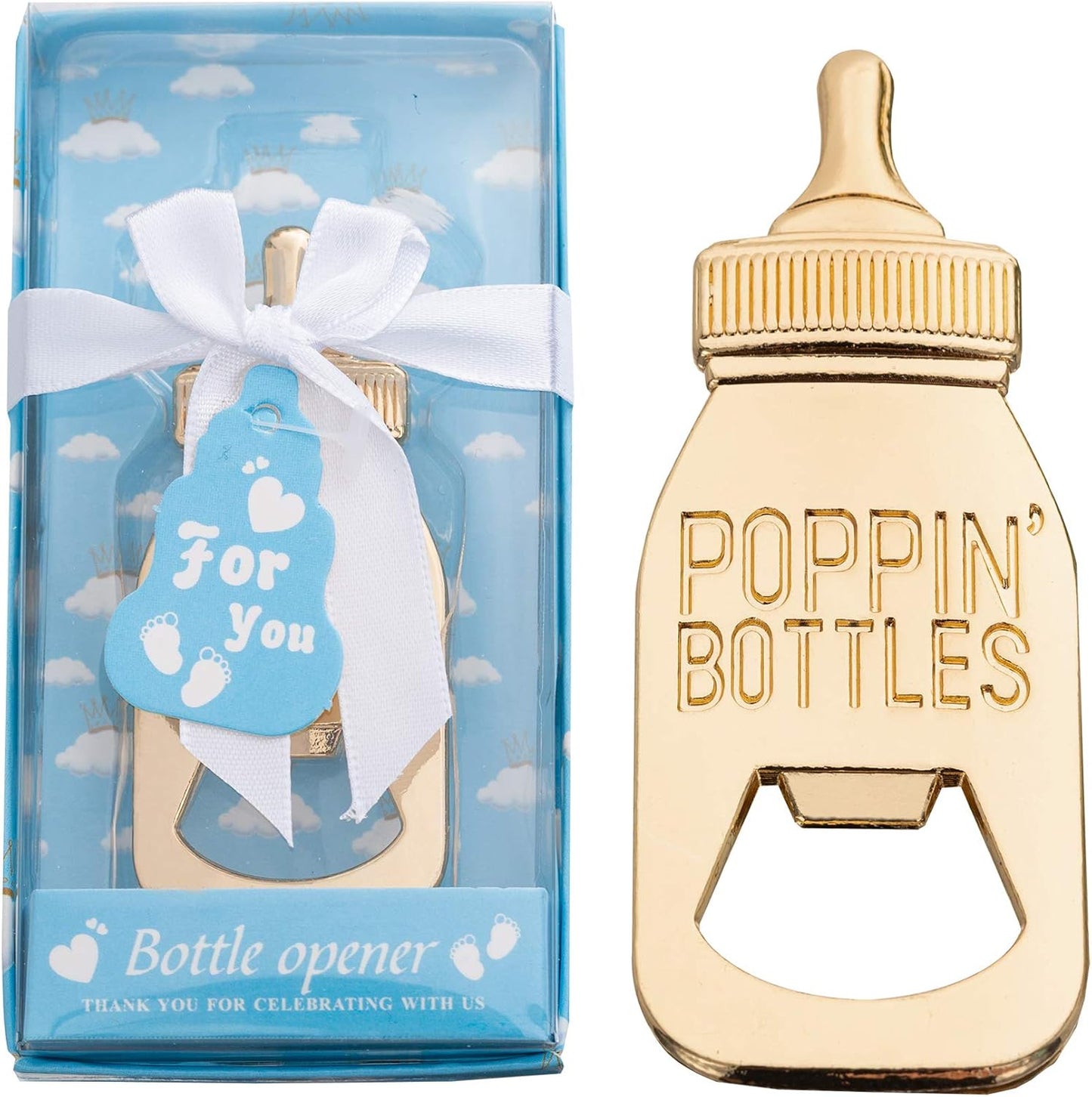 24 Packs Poppin Bottle Openers for Baby Shower Favors,Gifts,Decorations and Souvenirs (Blue, 24)
