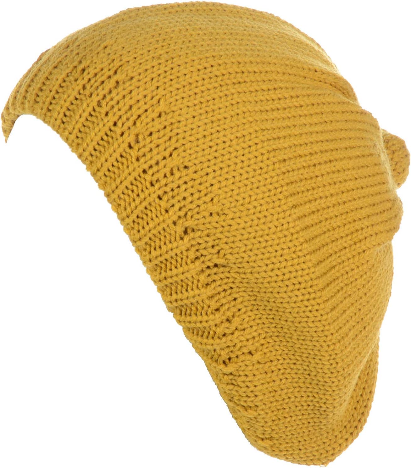 BYOS Womens Winter Cozy Cable Fleece Lined Knit Beret Beanie Hat (Set Available)