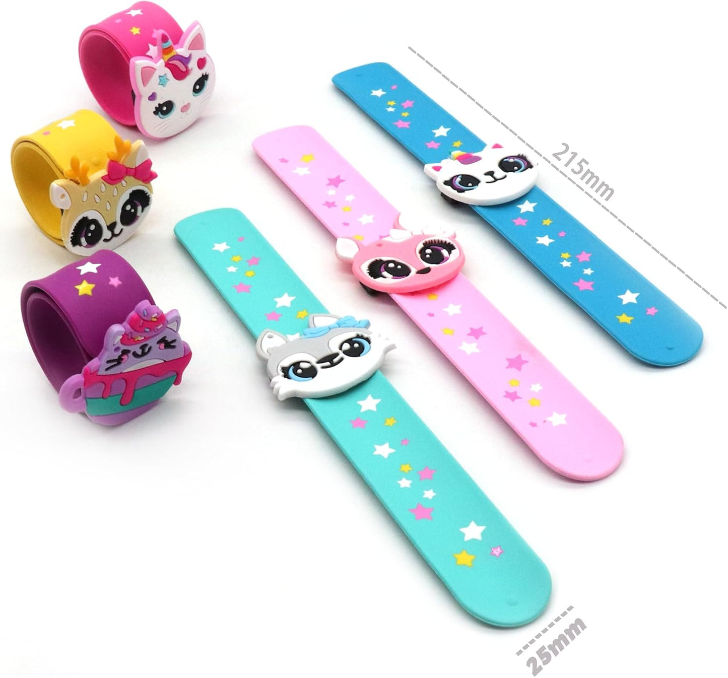 LOCHSOEL Cat Slap Bracelets for Kids- Silicone Wristbands Adjustable Party Favors, Classroom Prizes, Carnival Games - Birthday Gifts for Boys & Girls‌(6Pack)