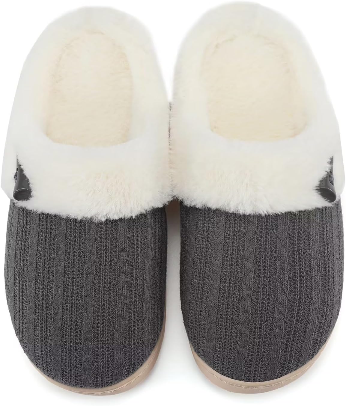 NineCiFun Women's Slip on Fuzzy House Slippers Memory Foam Slippers Scuff Outdoor Indoor Warm Plush Bedroom Shoes with Faux Fur Lining