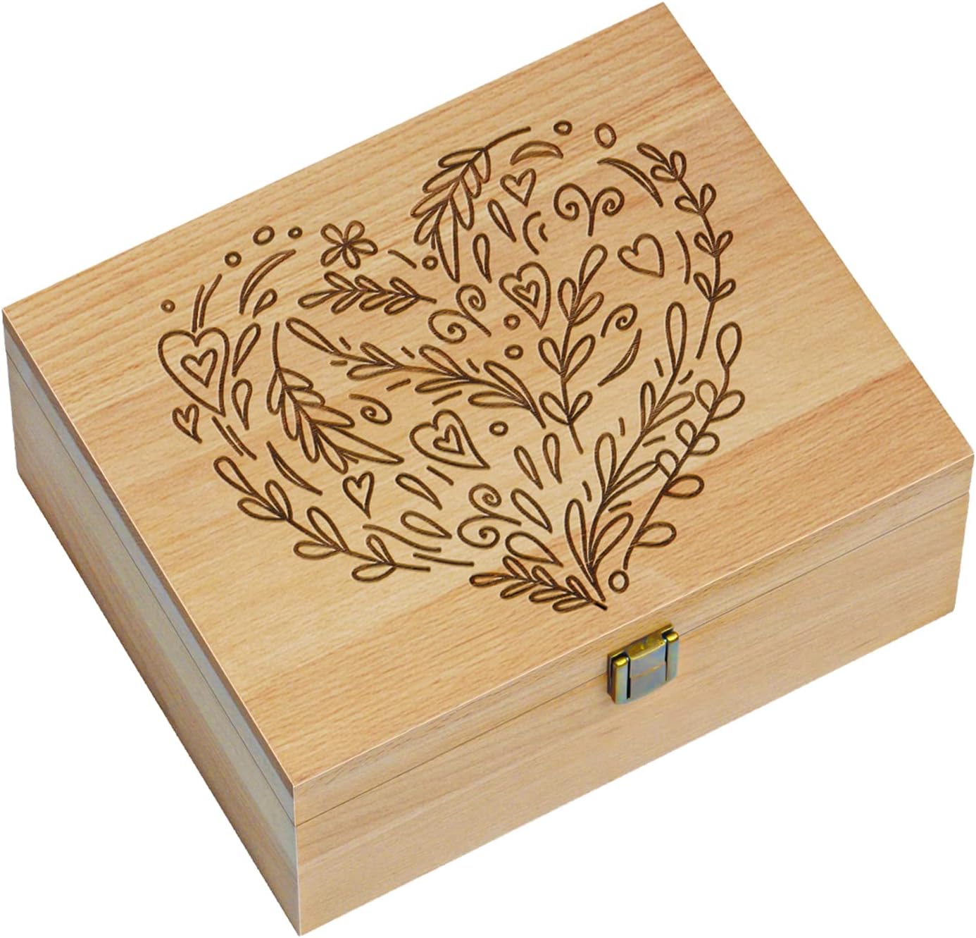 EXISTING Memory Box for Keepsakes, Woodblock Heart Laser Cut Wooden Storage Box with Hinged Lid, Large Keepsake Boxes - Store Jewelry, Toys, Photos, and Keepsakes in a Decorative Crate
