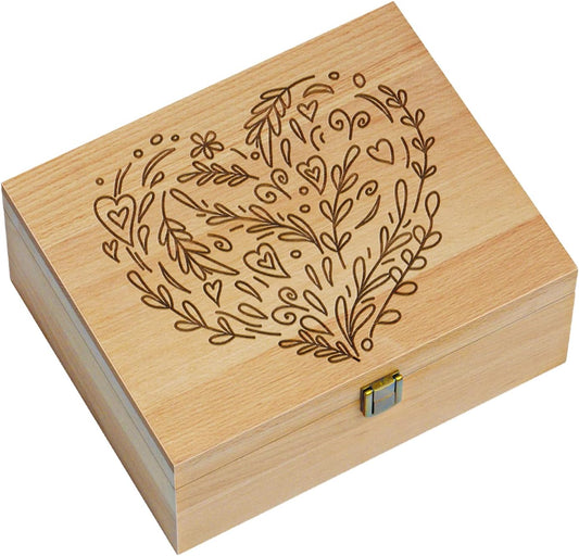 EXISTING Memory Box for Keepsakes, Woodblock Heart Laser Cut Wooden Storage Box with Hinged Lid, Large Keepsake Boxes - Store Jewelry, Toys, Photos, and Keepsakes in a Decorative Crate