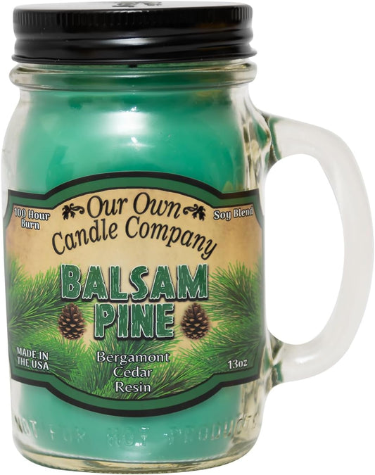 Our Own Candle Company, Balsam Pine Scented Mason Jar Candle, 100 Hour Burn Time, 13 Ounces