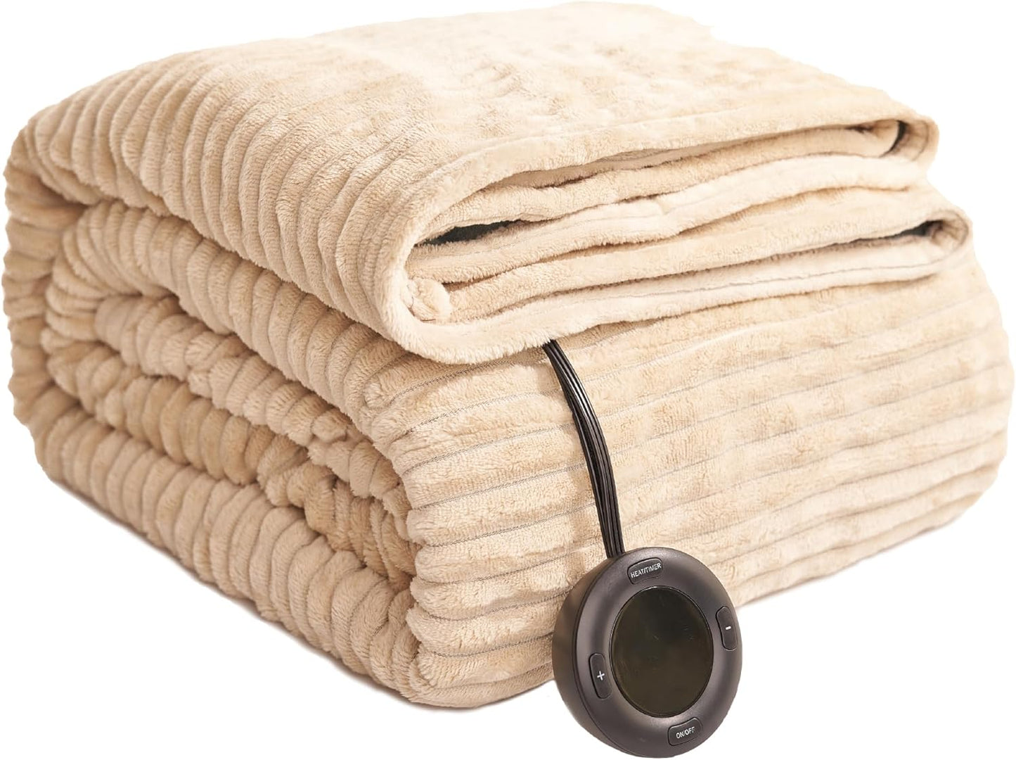 Heated Blanket Twin Size 62"x84",ETL Certification-6 Heating Levels Electric Blanket&1-10 Hour Auto Off,Machine Washable Heating Blanket (Beige)