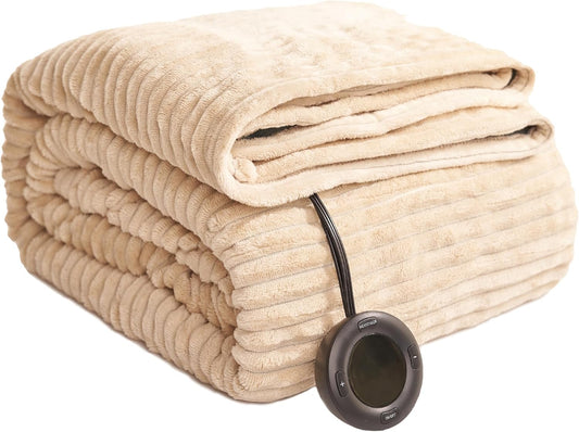 Heated Blanket Full Size 72"x84",ETL Certification- 6 Heating Levels Electric Blanket&1-10 Hour Auto Off,Heating Blanket with Dual Controller(Beige)