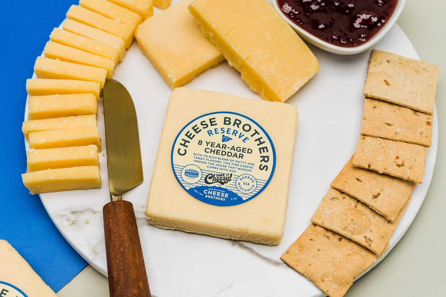 Cheese Bros. "Sharp and Flavorful" Gift Box |Fresh from Wisconsin | Featuring Aged Cheddar, Fratello, Door County Duet | Perfect for Charcuterie Board and Food Gifting Idea