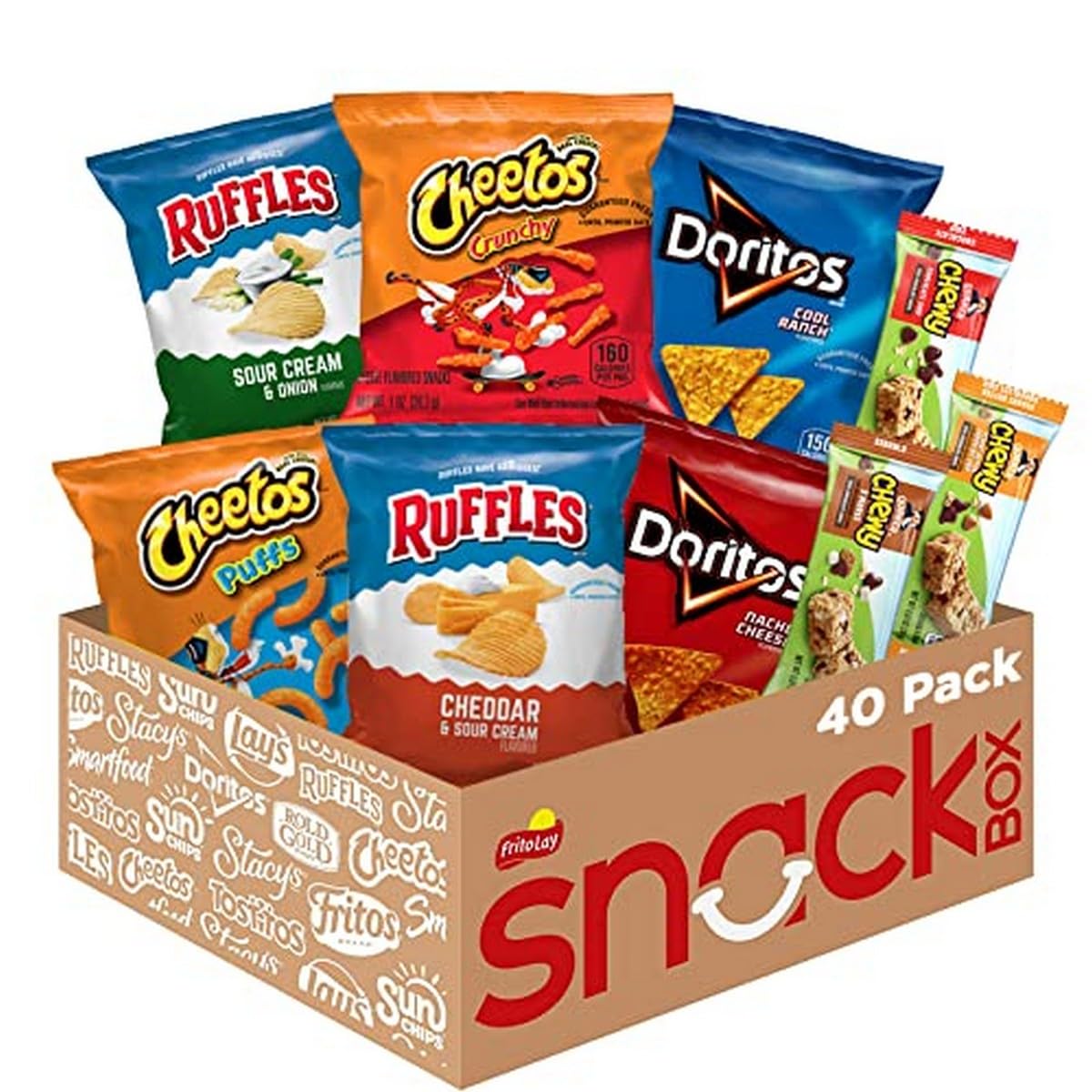 Frito Lay Chips and Quaker Chewy Granola Bars Variety Pack, (Pack of 40)