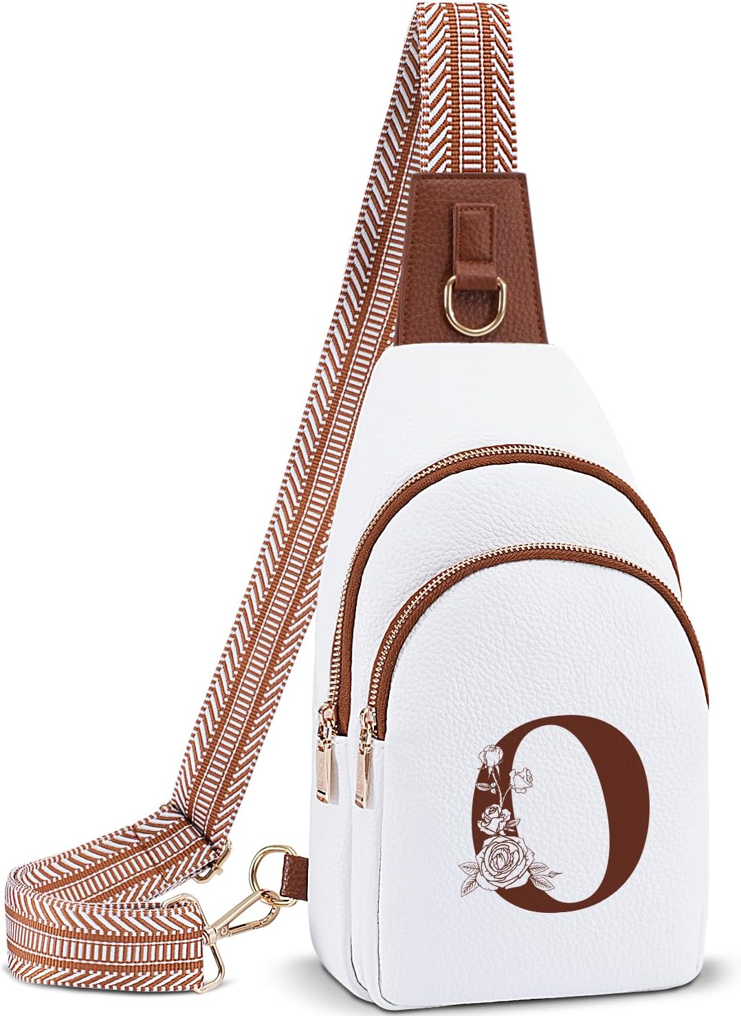 Crossbody Bag for Women Leather Sling Bags with Initial Letter Fanny Pack Chest Bag for Travel, Gift for Mom Wife