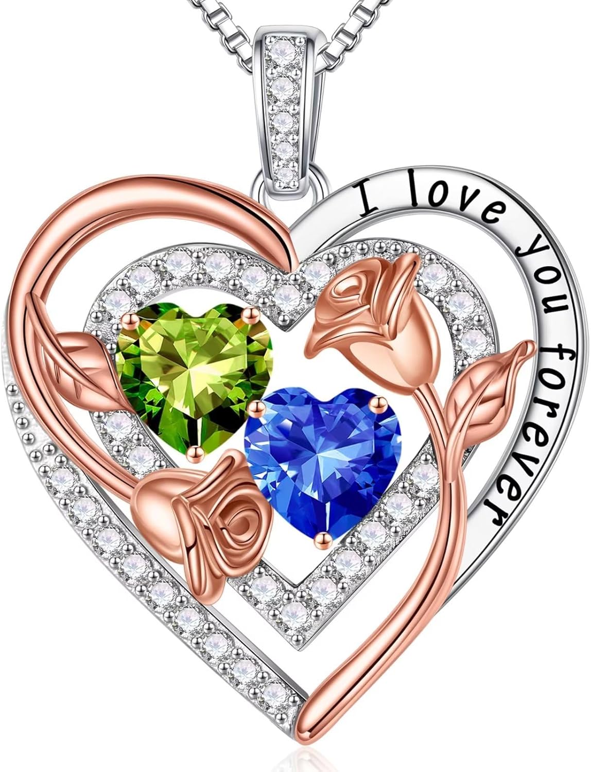 Iefil Birthstone Necklace for Women - Sterling Silver Birthstone Necklace Anniversary Birthday Gifts for Her Wife Mom Daughter