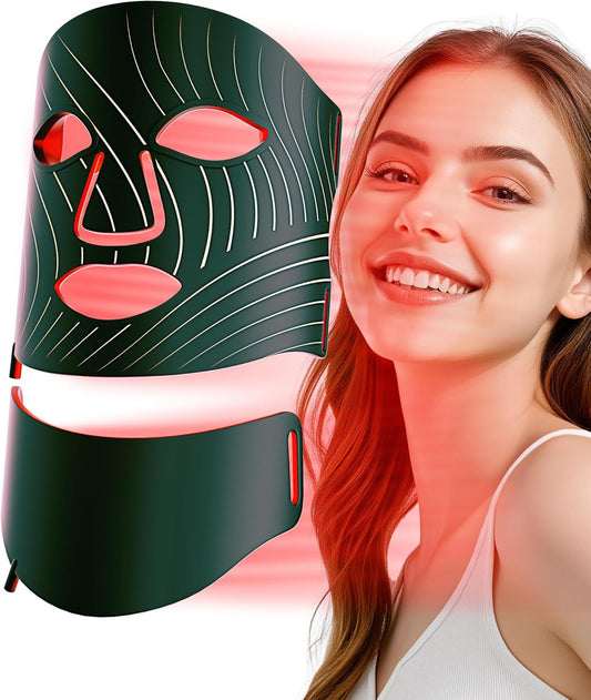 LED Face Mask Light Therapy,LEDs Face Mask & Neck Mask Red Wavelength,Rechargeable Ergonomic Design for True Skincare at Home (Matte Purple)