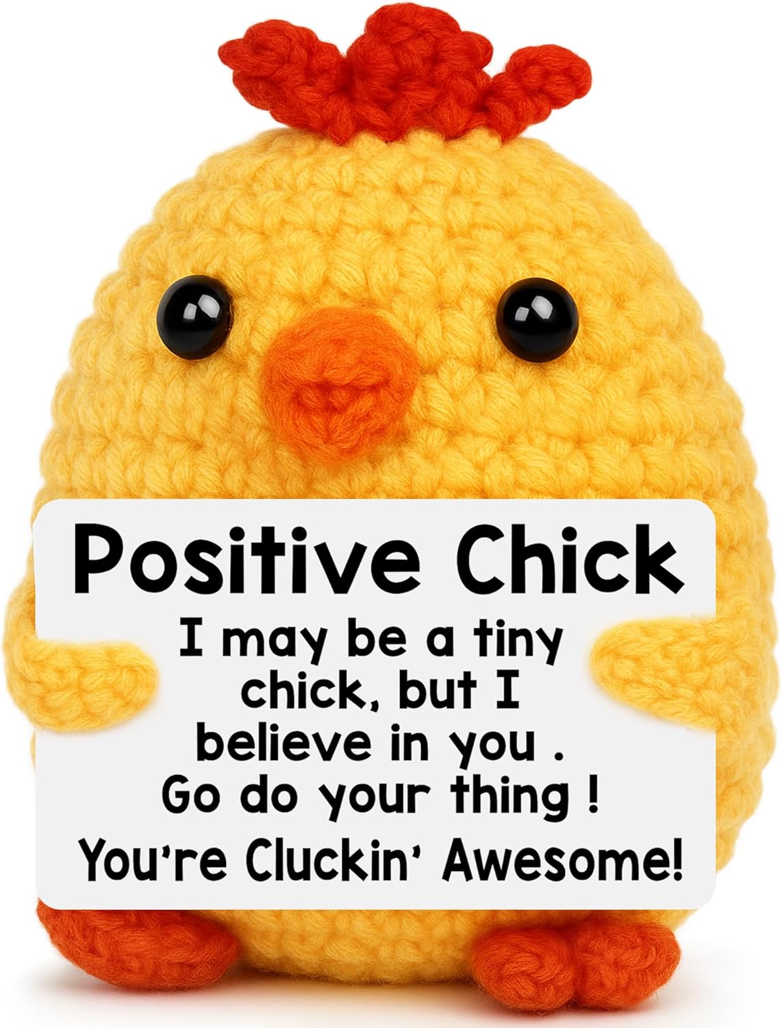 Mini Chicken Positive Crochet Animals Birthday Gifts for Girls Women, Back to School Gifts for Kid Teen Friend College Student First Day of School, Cute Stuff Emotional Cheer Up Support Handmade Chick