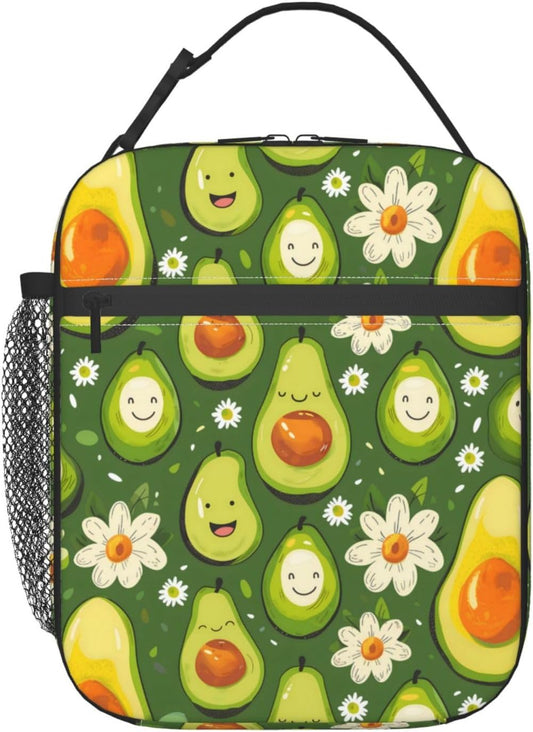 Insulated Lunch Box for Women Men, Avocado Theme Lunch Box Reusable Portable Lunch Bag Cooler Tote Waterproof Lunch Container for Office Picnic Work Travel