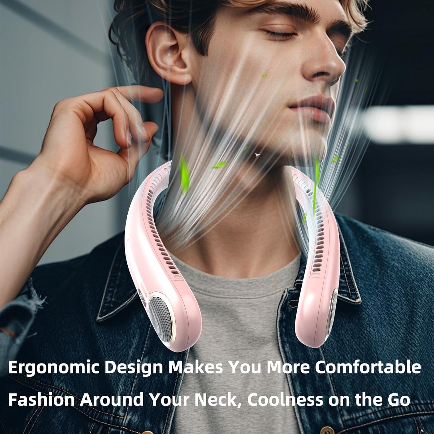 Portable Neck Fan,Gift Ideas,Personal Wearable Bladeless Fan,360° Cooling,LED Display,4-Speeds,6000mAh Rechargeable,Powerful Wind,Outdoor Travel Camping,Birthday Gifts for Men Women Dad Mom (Pink)